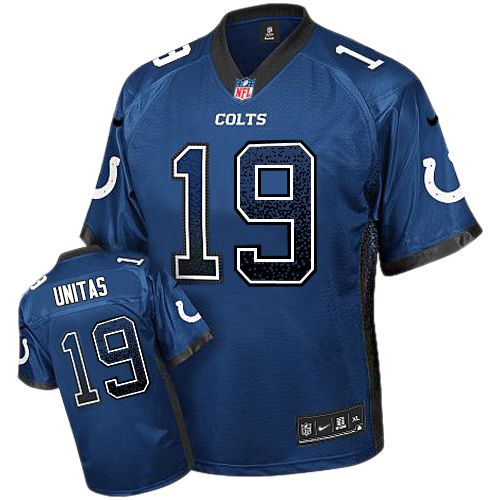 Men's Elite Johnny Unitas Nike Jersey Royal Blue - #19 Drift Fashion NFL Indianapolis Colts